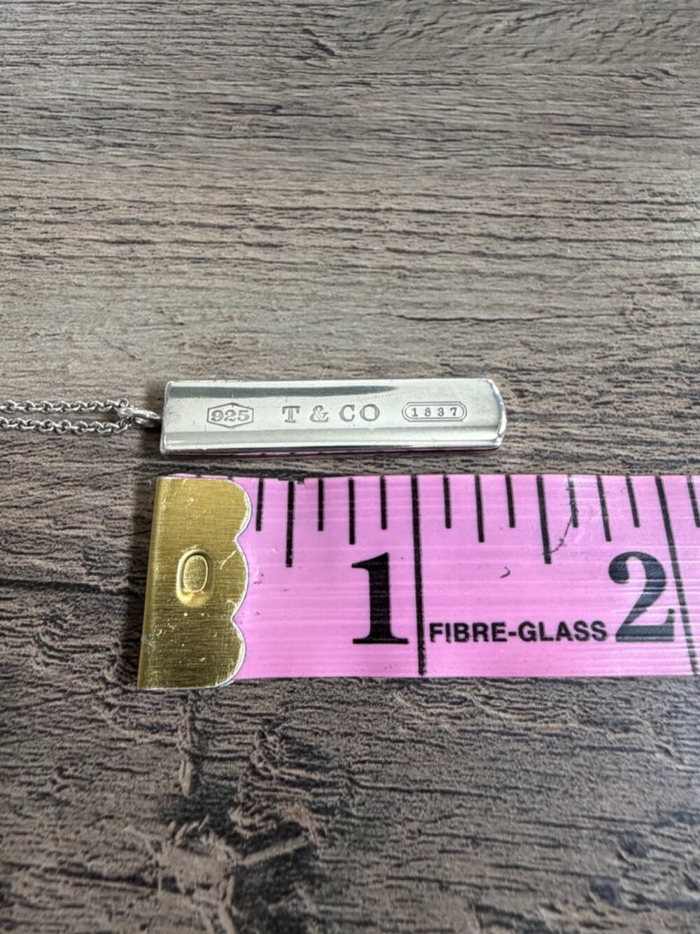 TIFFANY and CO 1837 Sterling Silver 925 18" Bar Pendant Necklace Vintage - Picture 13 of 13